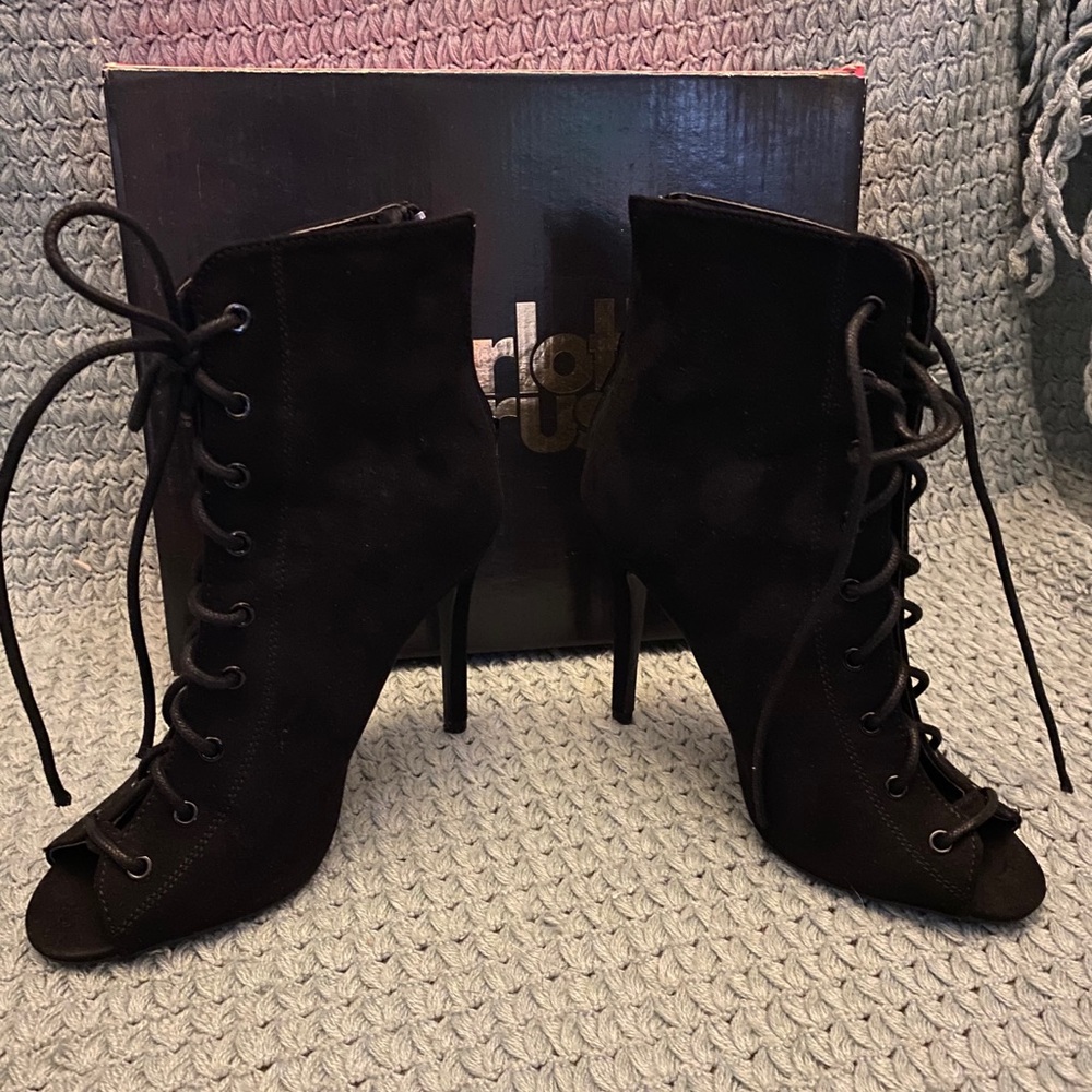 Lace Up Open Toe Bootie
